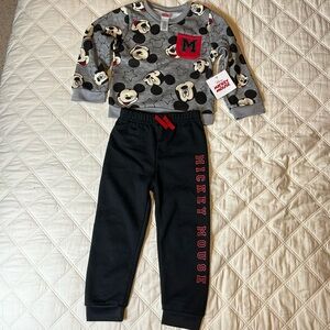 Disney kids sweatshirt and sweatshirt pants with secret AirTag pocket.